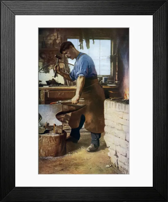 Framed Print : Blacksmith at work, England, c1922. Artist: Sidney H Nicholls Framed Print : Blacksmith at work, England, c1922. Artist: Sidney H Nicholls