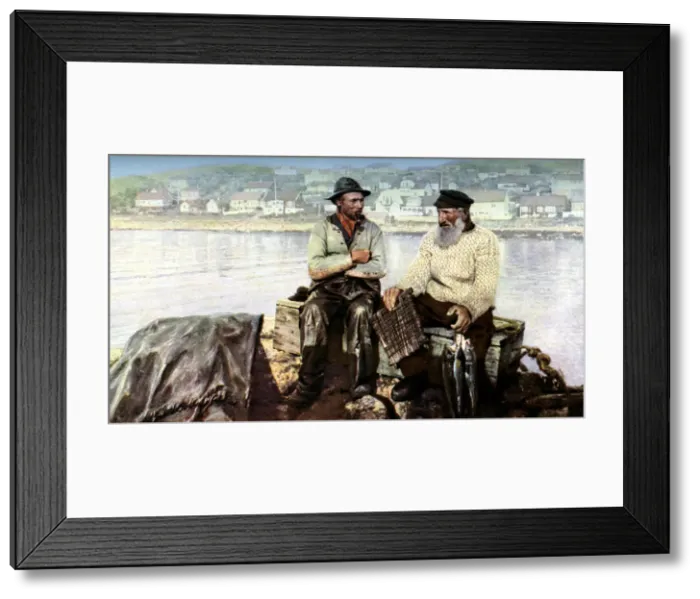 Framed Print : Fishermen, fishing town of Molle, on the headlands of Kullen in the Kattegat, Sweden, c1923