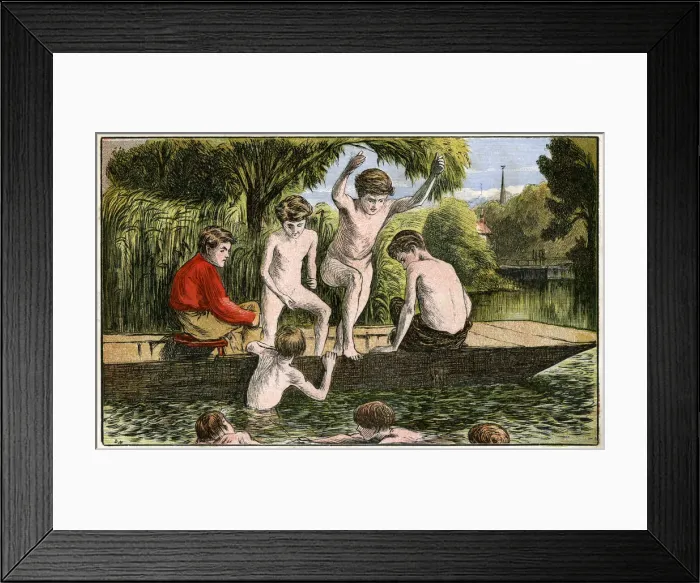 Framed Print : Swimming, 19th century(?) Framed Print : Swimming, 19th century(?)