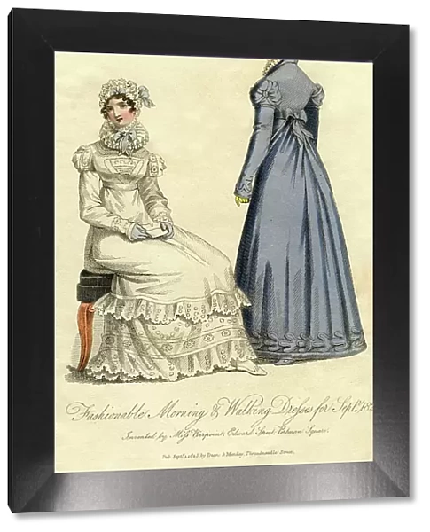 Fashionable morning and walking dresses from September 1823