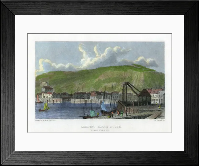 Framed Print : Landing place, outer harbour, Dover, Kent, 19th century. Artist: E Finden Framed Print : Landing place, outer harbour, Dover, Kent, 19th century. Artist: E Finden