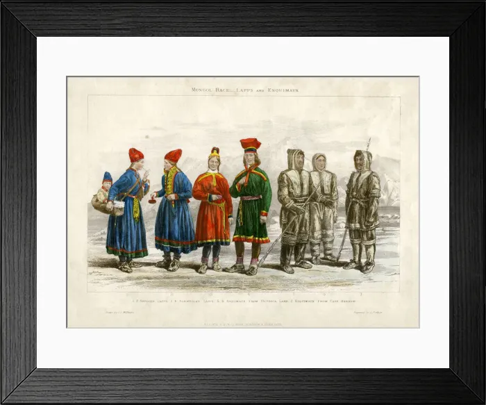 Framed Print : Mongol Race, Lapps and Esquimaux, 19th century. Artist: A Portier Framed Print : Mongol Race, Lapps and Esquimaux, 19th century. Artist: A Portier
