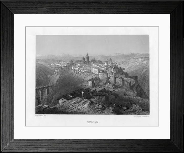 Framed Print : Cuenca, Spain, 19th century. Artist: Rouargue Brothers Framed Print : Cuenca, Spain, 19th century. Artist: Rouargue Brothers