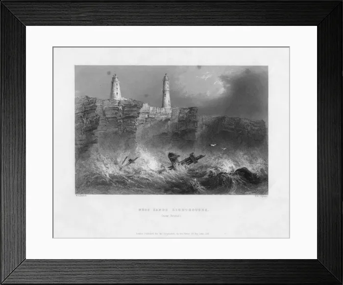 Framed Print : Ness Sands Lighthouses, near Bristol, Goucestershire, 1841. Artist: Francis William Topham Framed Print : Ness Sands Lighthouses, near Bristol, Goucestershire, 1841. Artist: Francis William Topham