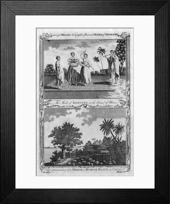 Framed Print : Two scenes from the Pacific Islands, c1780s(?). Artist: Page Framed Print : Two scenes from the Pacific Islands, c1780s(?). Artist: Page