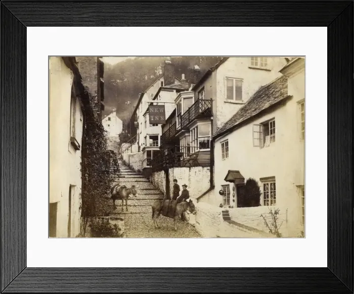 Framed Print : The New Inn and street, Clovelly, Devon, late 19th or early 20th century Framed Print : The New Inn and street, Clovelly, Devon, late 19th or early 20th century