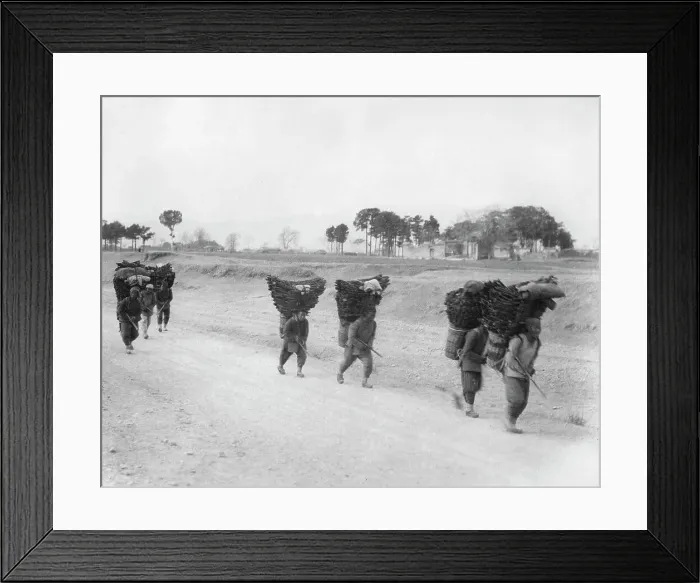 Framed Print : Charcoal bearers on the road to Peking, China, late 19th or early 20th century Framed Print : Charcoal bearers on the road to Peking, China, late 19th or early 20th century