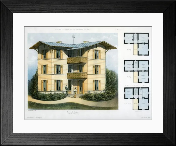 Framed Print : Maison de Campagne, c1860. Artist: Victor Petit Framed Print : Maison de Campagne, c1860. Artist: Victor Petit