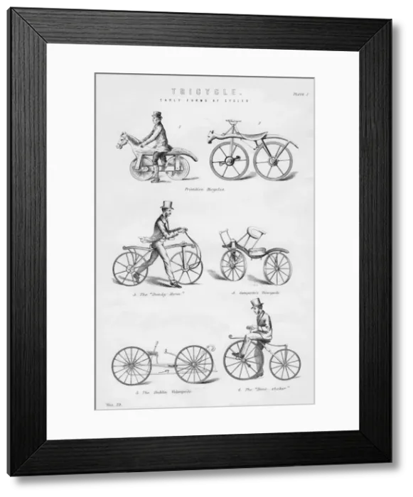 Framed Print : Early forms of cycles, 19th or 20th century Framed Print : Early forms of cycles, 19th or 20th century