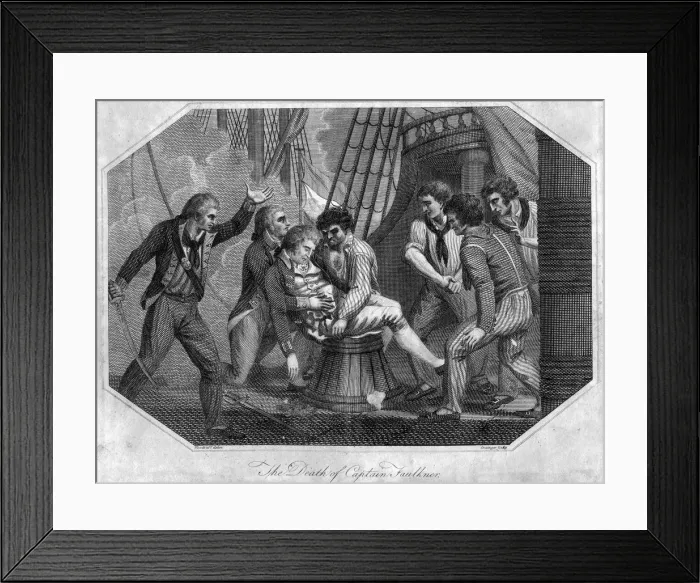 Framed Print : The Death of Captain Faulkner, 18th century(?). Artist: Grainger Framed Print : The Death of Captain Faulkner, 18th century(?). Artist: Grainger