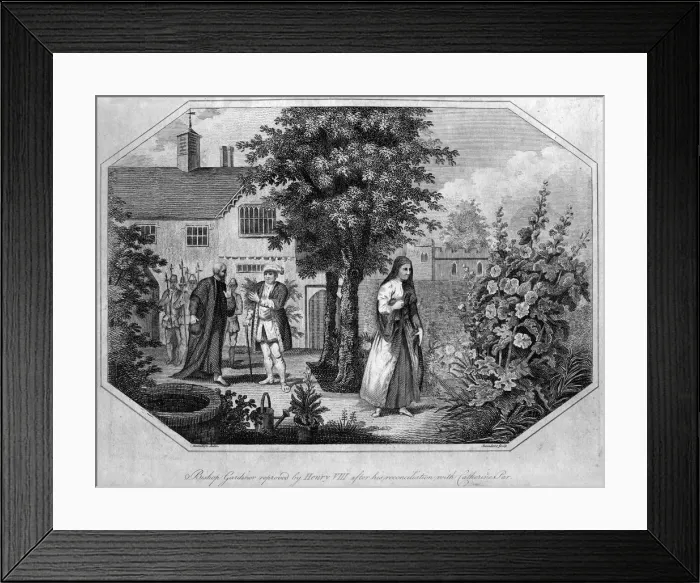 Framed Print : Bishop Gardiner reproved by Henry VIII... 1546 (18th century(?)).Artist: Saunders