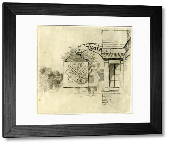 Framed Print : Sign of the Cross Keys, St Neots, Cambridgeshire, 1881. Artist: Edwin Edwards Framed Print : Sign of the Cross Keys, St Neots, Cambridgeshire, 1881. Artist: Edwin Edwards