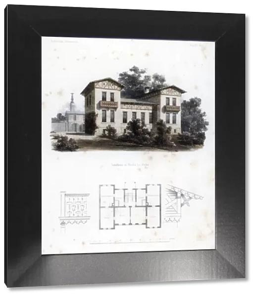 Design for a country house in Moabit, near Berlin, Germany, c1850. Artist: Anst von W Loeillot