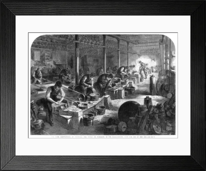 Framed Print : Steel manufactures of Sheffield, Yorkshire, 1866. Artist: M Jackson Framed Print : Steel manufactures of Sheffield, Yorkshire, 1866. Artist: M Jackson