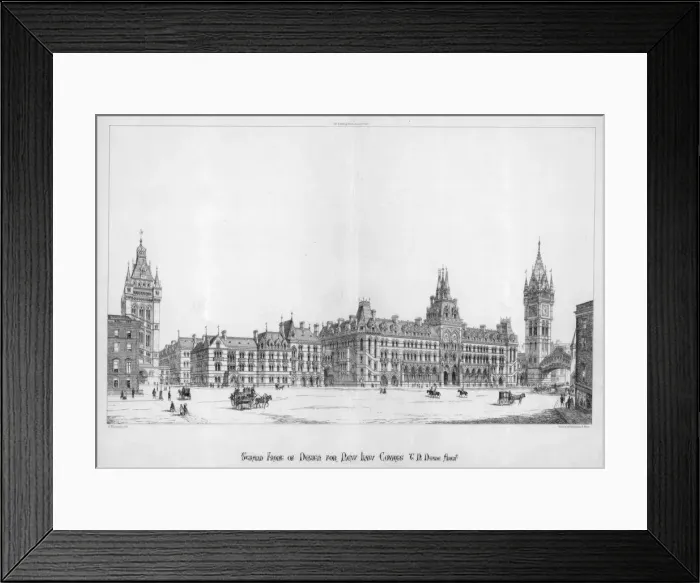 Framed Print : Strand front of design for new law courts, 1867. Artist: E Wimbridge Framed Print : Strand front of design for new law courts, 1867. Artist: E Wimbridge