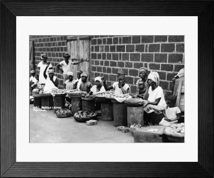 Framed Print : Street traders, Freetown, Sierra Leone, 20th century Framed Print : Street traders, Freetown, Sierra Leone, 20th century