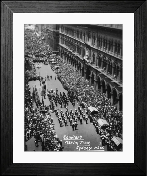 Framed Print : Parade at the Cenotaph, Martin Place, Sydney, New South Wales, 1945 or 1946 Framed Print : Parade at the Cenotaph, Martin Place, Sydney, New South Wales, 1945 or 1946