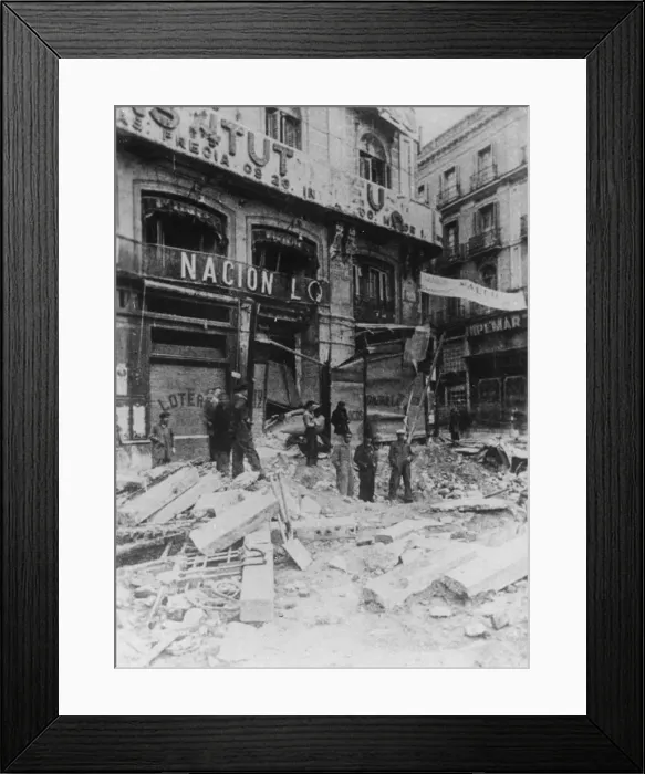 Framed Print : Rubble in the main street, Palma, Majorca, Spain, Spanish Civil War, c1936 Framed Print : Rubble in the main street, Palma, Majorca, Spain, Spanish Civil War, c1936