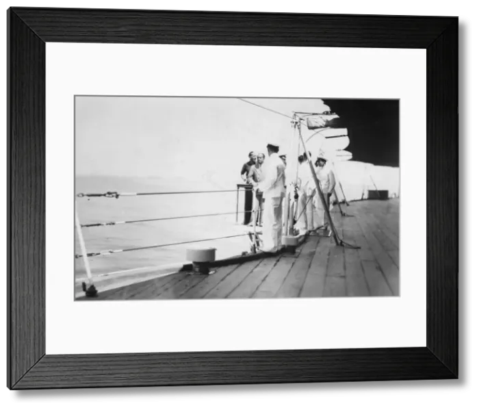 Framed Print : American actor and film director Douglas Fairbanks, Sr on board HMS Malaya, Venice, Italy 1938 Framed Print : American actor and film director Douglas Fairbanks, Sr on board HMS Malaya, Venice, Italy 1938