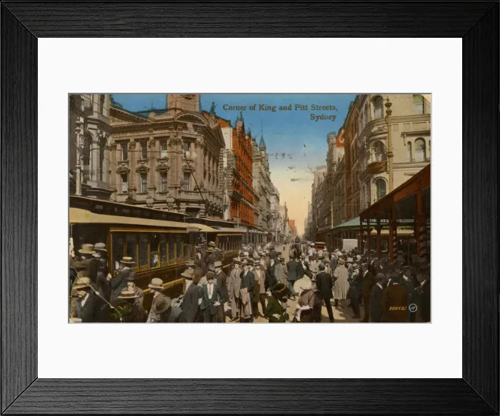 Framed Print : Corner of King and Pitt Streets, Sydney, New South Wales, Australia, c1917 Framed Print : Corner of King and Pitt Streets, Sydney, New South Wales, Australia, c1917