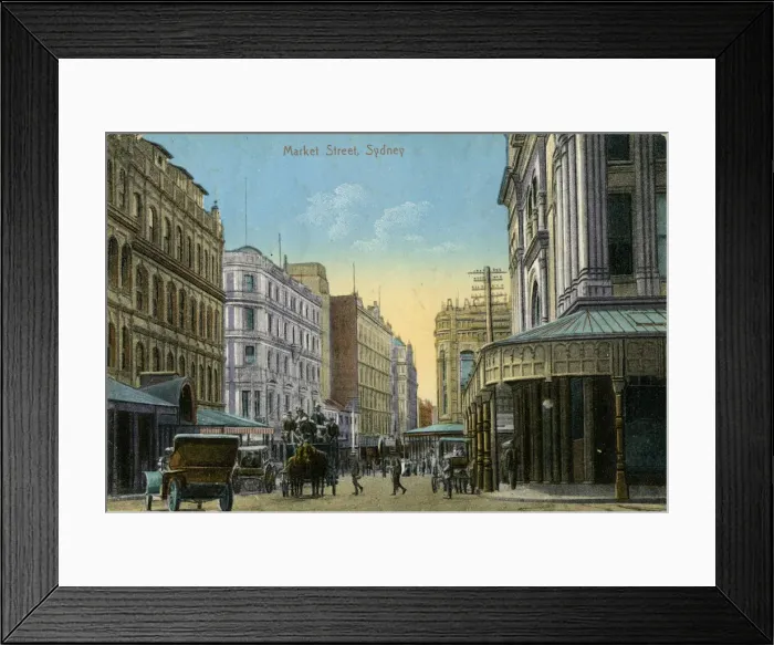 Framed Print : Market Street, Sydney, New South Wales, Australia, c1900-c1919 Framed Print : Market Street, Sydney, New South Wales, Australia, c1900-c1919