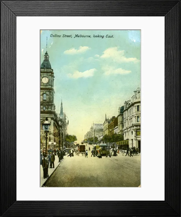Framed Print : Collins Street, looking east, Melbourne, Victoria, Australia, c1900s(?) Framed Print : Collins Street, looking east, Melbourne, Victoria, Australia, c1900s(?)