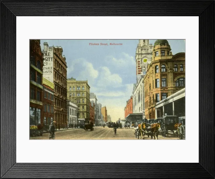 Framed Print : Flinders Street, Melbourne, Victoria, Australia, c1900s(?) Framed Print : Flinders Street, Melbourne, Victoria, Australia, c1900s(?)