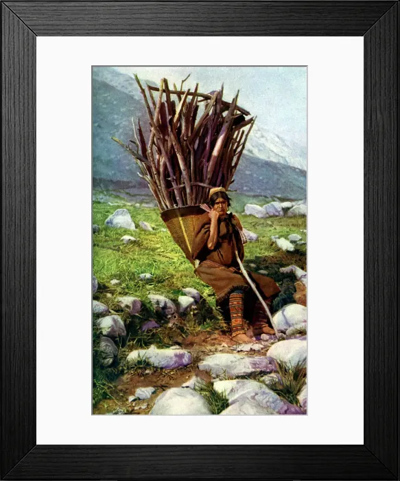 Framed Print : Woman with a load of wood, Afghanistan, c1924. Artist: Colonel JG Edwards Framed Print : Woman with a load of wood, Afghanistan, c1924. Artist: Colonel JG Edwards