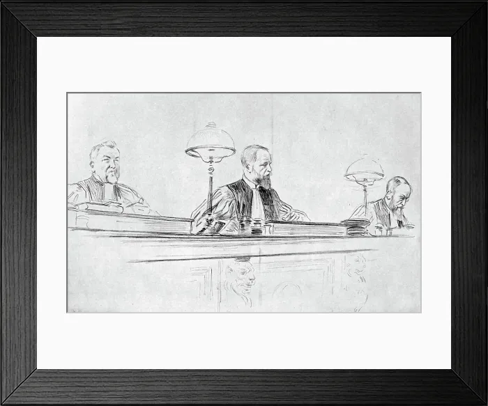 Framed Print : The judge, M de Valles, during the trial of Marguerite Steinheil, Paris, France, 1909. Artist: L Sabattier Framed Print : The judge, M de Valles, during the trial of Marguerite Steinheil, Paris, France, 1909. Artist: L Sabattier