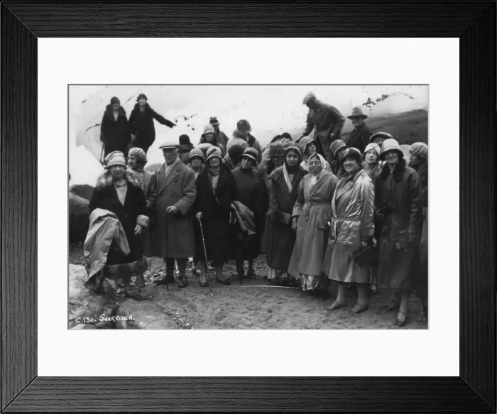 Framed Print : Group of tourists visiting Svartisen, northern Norway, 1929 Framed Print : Group of tourists visiting Svartisen, northern Norway, 1929