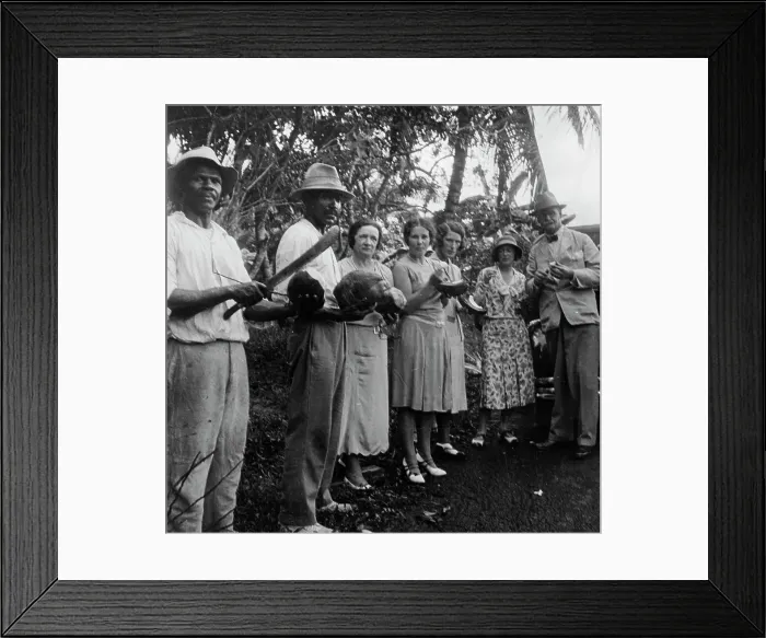 Framed Print : Tourists during a halt by the wayside, St Vincent, 1931 Framed Print : Tourists during a halt by the wayside, St Vincent, 1931