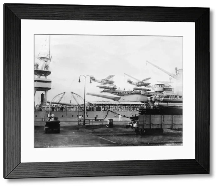 Framed Print : Seaplanes on board a US Navy warship, Navy yard, Balboa, Panama, 1931 Framed Print : Seaplanes on board a US Navy warship, Navy yard, Balboa, Panama, 1931