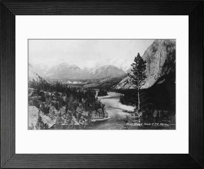 Framed Print : Bow River from the CPR Hotel, Banff, Alberta, Canada, c1930s(?). Artist: Marjorie Bullock Framed Print : Bow River from the CPR Hotel, Banff, Alberta, Canada, c1930s(?). Artist: Marjorie Bullock