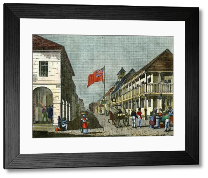 Framed Print : Junction of Harbour Street and King Street, Kingston, Jamaica, c1835 Framed Print : Junction of Harbour Street and King Street, Kingston, Jamaica, c1835