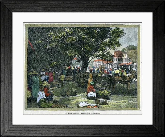 Framed Print : Street scene, Kingston, Jamaica, c1880 Framed Print : Street scene, Kingston, Jamaica, c1880