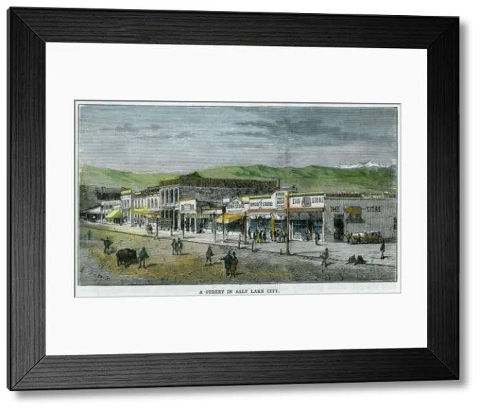Framed Print : A Street in Salt Lake City, Utah, USA, c1880 Framed Print : A Street in Salt Lake City, Utah, USA, c1880