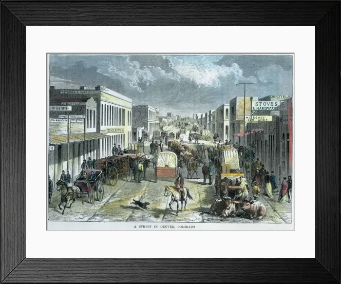 Framed Print : A Street in Denver, Colorado, USA, c1880 Framed Print : A Street in Denver, Colorado, USA, c1880