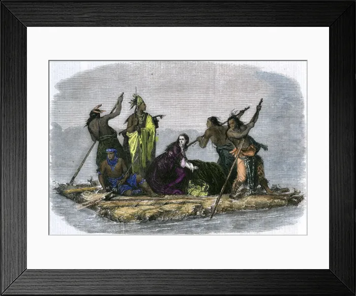 Framed Print : Comanches carrying off a captive girl, c1860 Framed Print : Comanches carrying off a captive girl, c1860