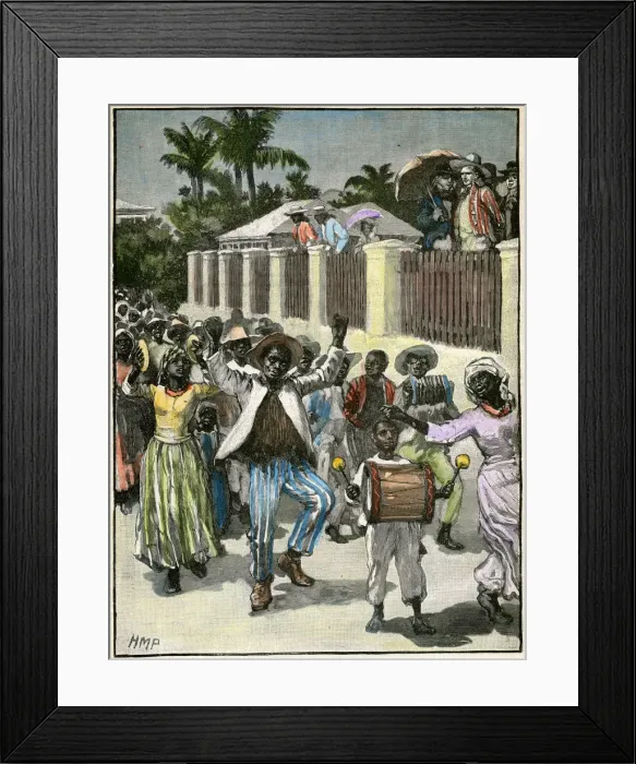 Framed Print : Slavery emancipation festival in Barbados, c1880 Framed Print : Slavery emancipation festival in Barbados, c1880