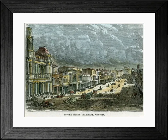 Framed Print : Bourke Street, Melbourne, Victoria, Australia, c1880 Framed Print : Bourke Street, Melbourne, Victoria, Australia, c1880