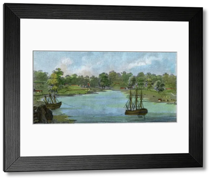 Framed Print : Sydney Cove, New South Wales, Australia, 20 August 1788 (c1885) Framed Print : Sydney Cove, New South Wales, Australia, 20 August 1788 (c1885)