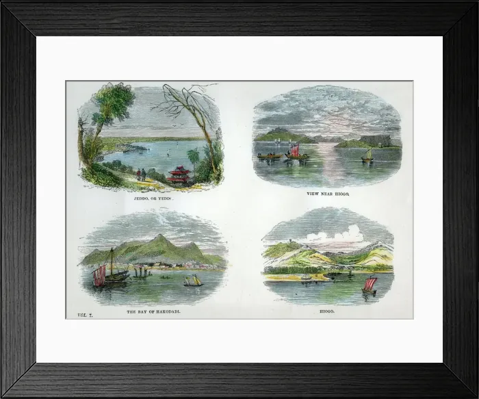 Framed Print : Views of the chief towns and ports of Japan, c1880 Framed Print : Views of the chief towns and ports of Japan, c1880