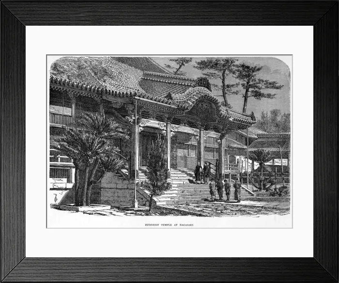 Framed Print : Buddhist temple at Nagasaki, Japan, c1880 Framed Print : Buddhist temple at Nagasaki, Japan, c1880