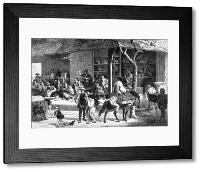 Framed Print : A tea market in Japan, c1880 Framed Print : A tea market in Japan, c1880