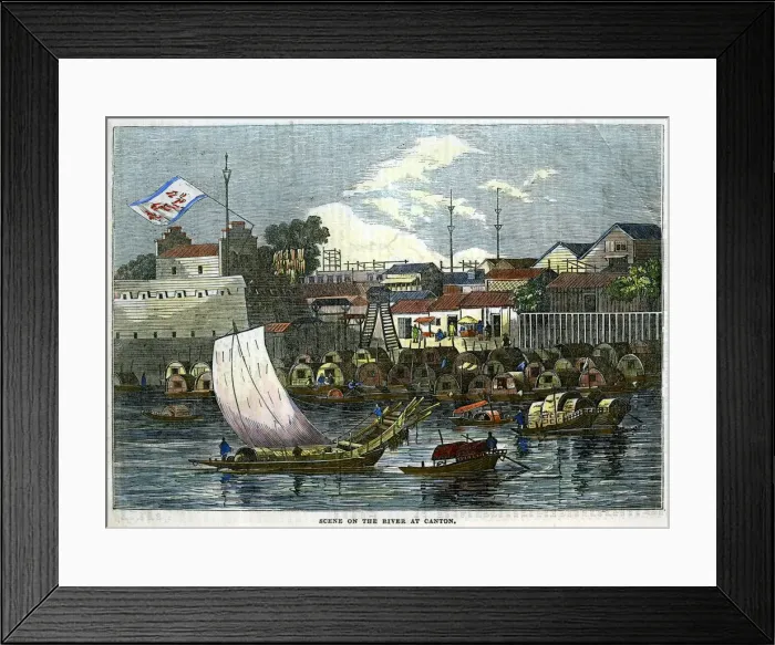 Framed Print : Scene on the river at Canton, China, c1840 Framed Print : Scene on the river at Canton, China, c1840