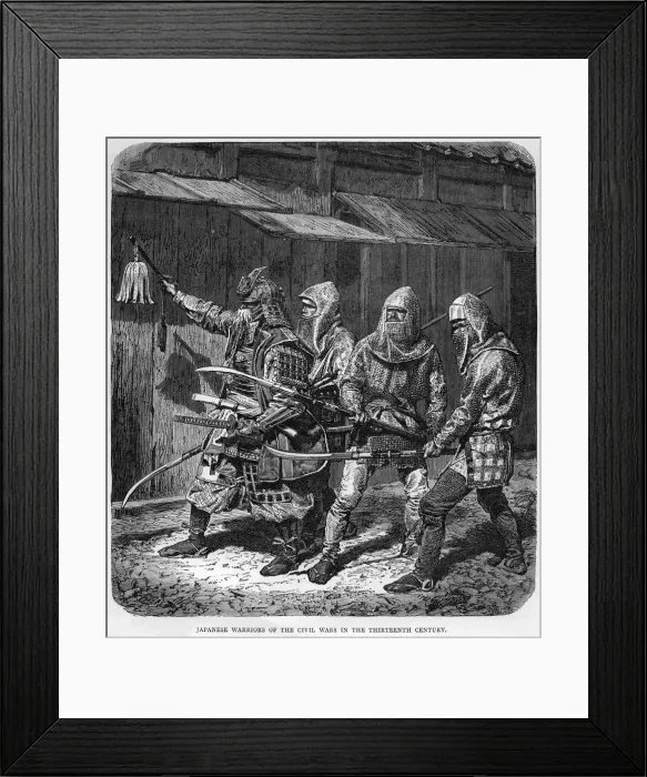 Framed Print : Japanese warriors of the civil wars in the thirteenth century, c1875 Framed Print : Japanese warriors of the civil wars in the thirteenth century, c1875