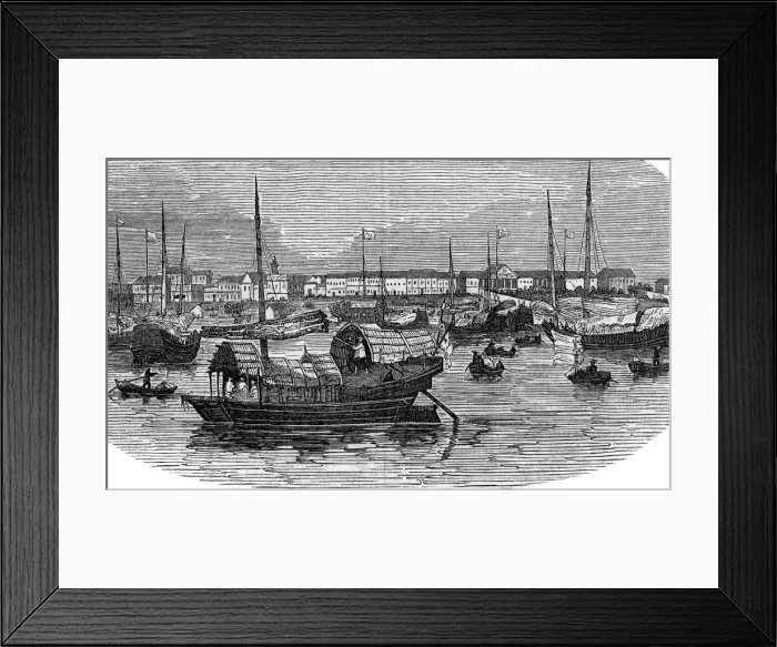 Framed Print : European factories at Canton (Guangzhou), China, c1875 Framed Print : European factories at Canton (Guangzhou), China, c1875