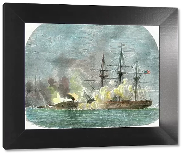 The naval combat in Mobile Harbour, Alabama, American Civil War, 5 August 1864