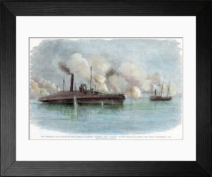 Framed Print : The attack on Sabine Pass, Texas, American Civil War, 8 September 1863 Framed Print : The attack on Sabine Pass, Texas, American Civil War, 8 September 1863