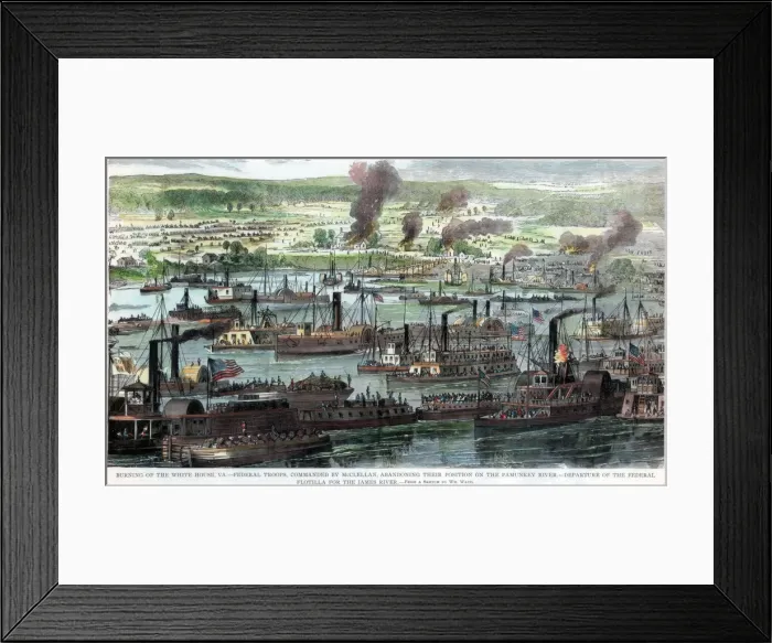 Framed Print : Burning of the White House, Virginia, American Civil War, 26 June 1862 Framed Print : Burning of the White House, Virginia, American Civil War, 26 June 1862